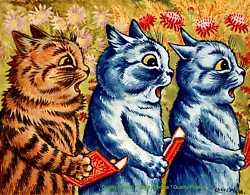 Buy Three Cats Singing 8.5x11  Photo Print Louis Wain Whimsical Painting Fine Art • 7.82£