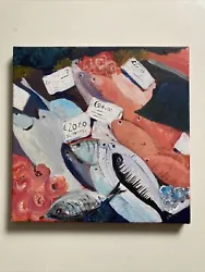 Buy CONTEMPORARY FISH OIL PAINTING ON CANVAS KITCHEN GALLERY WALL 30cm Square • 40£