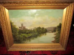 Buy Bath Abbey Massive 1870s Oil On Canvas Framed Of Bath City And River • 3,449£