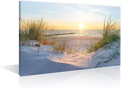 Buy TISHIRON Wall Art Sandy Beach Sunrise Pictures Painting On Canvas Wall Art Moder • 31.01£
