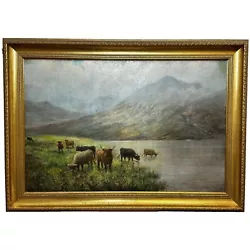 Buy Scottish 19th Century Oil Painting Loch Shiel Highland Cattle By Douglas Cameron • 5,000£