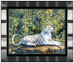 Buy Jan McGuire Original Acrylic Painting On Board Signed Big Cat Tiger Framed Art • 5,496£