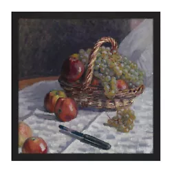 Buy Alfred Sisley  Apples And Grapes In A Basket Painting Square Framed Art • 29.99£