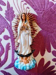 Buy Authentic MEXICAN Virgin Of Guadalupe White Statue Religious Protection SM 15cm • 11£