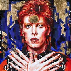 Buy Ziggy Stardust: Original Large Canvas Painting - Iconic David Bowie Portrait • 5,700£