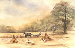 Buy E. Fowler - Contemporary Watercolour, Harvest Scene • 37£