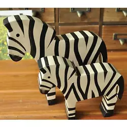 Buy Nordic Style Wooden Zebra Statues Sculpture Decorative Animal Figurines Handmade • 19.16£