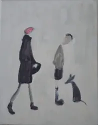 Buy Hand Painted Oil Painting Copy After L.S Lowry Folk Art Of Figures And A Dog • 99.99£