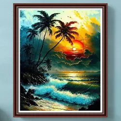 Buy Paint By Numbers Kit DIY Sunset By The Sea Oil Art Picture Craft Home Decor • 12.83£