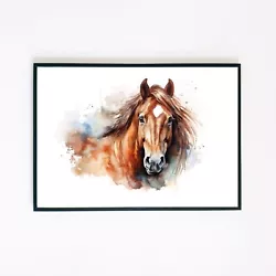 Buy Watercolour Horse Painting Illustration 7x5 Retro Wall Decor Glossy Art Print  • 3.95£