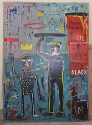 Buy LARGE JEAN-MICHEL BASQUIAT ACRYLIC ON CANVAS 1982 47 X 39 In. GOOD CONDITION • 710.76£