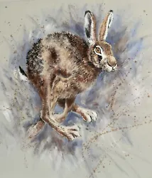 Buy Running Hare  By Norfolk Local Artist - Ryan -Tall Picture On Canvas -  New • 30£