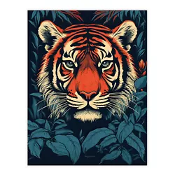 Buy Fierce Bengal Tiger Emerging From Bushes Wildlife Painting Wall Art Poster Print • 11.99£