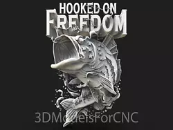 Buy 3D Model STL File For CNC Router Laser & 3D Printer Hooked On Freedom Fish • 2.47£