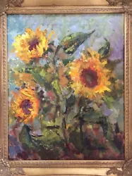 Buy Original Framed Impressionism Oil Painting 20x16” Sunflowers Signed • 658.66£