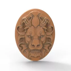 Buy STL File For CNC Router Engraving 3D Printer Laser Oval Lion Head Sculpture • 2.32£
