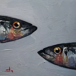 Buy Fish Oil Painting Vivek Mandalia Impressionism Collectible 12x12 Original Coa • 0.99£