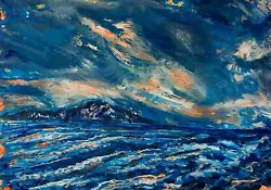 Buy Original Artwork Painting. Welsh Sea Study Beach Colourful Dramatic Unique  • 85£