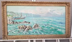 Buy Antique Italian Painting T. Salvati Seascape Seashore Oil Painting Huge 55  X30  • 7,058.31£