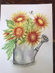 Buy Card Off Sunflowers In Can Original In Watercolours Drawn & Painted By Deborah • 1.69£