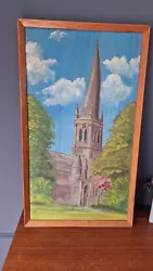 Buy  Original Oil/Acrylic Painting Amateur Teak Frame Crooked Spire Chesterfield • 27£