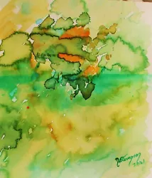 Buy Watercolour Painting,Abstract,Green Reflections,original,unframed,new,signed • 6£