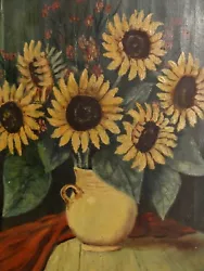 Buy F. SCHEFFLER - Old Oil Painting: Sunflowers / Sunflowers, Table, Ceiling • 578.12£