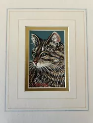 Buy Maureen Briggs, Original  Signed Gouache Painting And  A Pencil Drawing Of A Cat • 30£