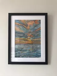 Buy Sunset Framed Painting - Acrylic Signed Original Artwork - 16 By 12 Inches • 65£