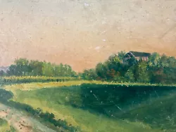 Buy Beautiful Painting Oil Panel Wood 1900 Landscape Impressionist Countryside Field • 61.69£