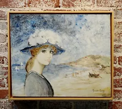 Buy Bernard Charoy -Portrait Of A Girl At The Beach In South Of France -Oil Painting • 7,476.44£