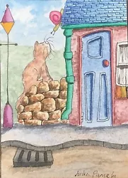 Buy ACEO Original Watercolour Painting Landscape, House, Cat, Snail • 4.99£