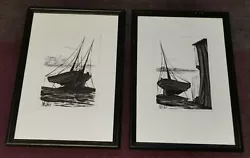 Buy 2 Original Vintage Oil/acrylic Paintings Of Boats Signed • 60£