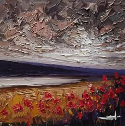 Buy Beach Flowers Landscape Oil Painting Vivek Mandalia Impressionism 8x8 Original  • 0.99£