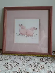 Buy Watercolor Print Of Two Pigs Caricatures, Framed And Painted By Judy Rossouw • 30£
