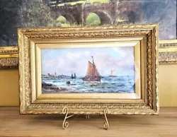 Buy Antique Original Signed Nautical Oil Painting Ornate Gilt Frame. Maritime. Ships • 225£