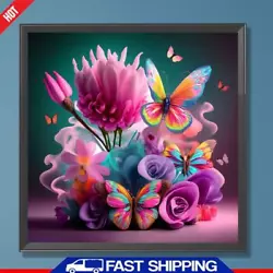 Buy 5D DIY Full Round Drill Diamond Painting Colourful Flowers Kit Home Decor30x30cm • 6.71£