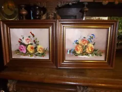 Buy Pair Of Beautiful Oil Paintings On Board Flowers 27 X 32 Cm • 22.99£