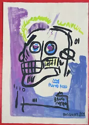 Buy Jean-Michel Basquiat (Handmade) Drawing Watercolor On Old Paper Signed & Stamped • 105.32£