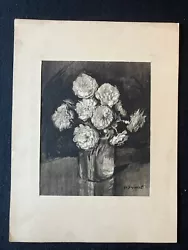 Buy Alfred  Prust Still  Life Flowers  Watercolor Black White Art Deco Period • 82.69£