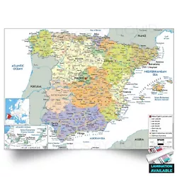 Buy Map Of Spain And Portugal European Educational Poster Print - A5 A4 A3 • 0.99£