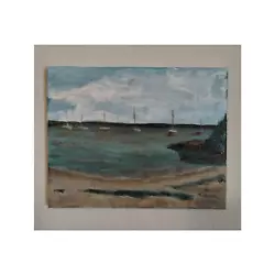 Buy Acrylic Painting Seascape Landscape Serene Original 8x10 - Ships On The River • 21.01£