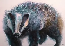 Buy ORIGINAL Signed Watercolour Painting BADGER Animal Wildlife Art Clare Crush • 23.99£