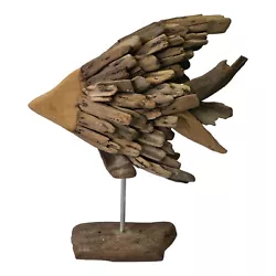 Buy Driftwood Fish Sculpture Angelfish Ocean Art Marina Beach Nautical Fish Decor • 124.02£