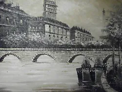 Buy  Paris Oil Painting Canvas Black White French Cityscape Contemporary Original • 19.95£