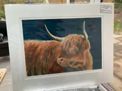 Buy Thuline Original Signed Matted Painting Of A Highland Cow • 175£