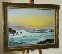 Buy PETER COSSLETT (1927-2012) Atmospheric Oil Painting Of A Sun Set Over Rough Seas • 875£