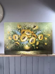 Buy Oil Painting Of Sunflowers On Canvas Spring Floral Interior Vintage Picture • 145£