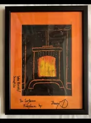 Buy Wax Resist Scraffito Inferno Painting Fireplace Framed Glazed Orange Wax  • 35£