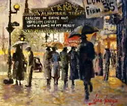 Buy Original Oil Canvas New York Friends City Cinema Theatre Mario Mendoza Painting • 1,225£